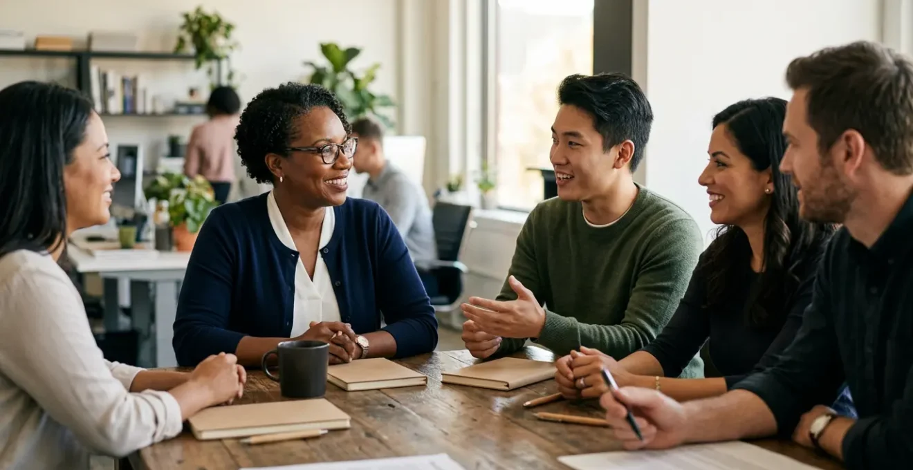 Professional manager facilitating team empowerment through strategic communication