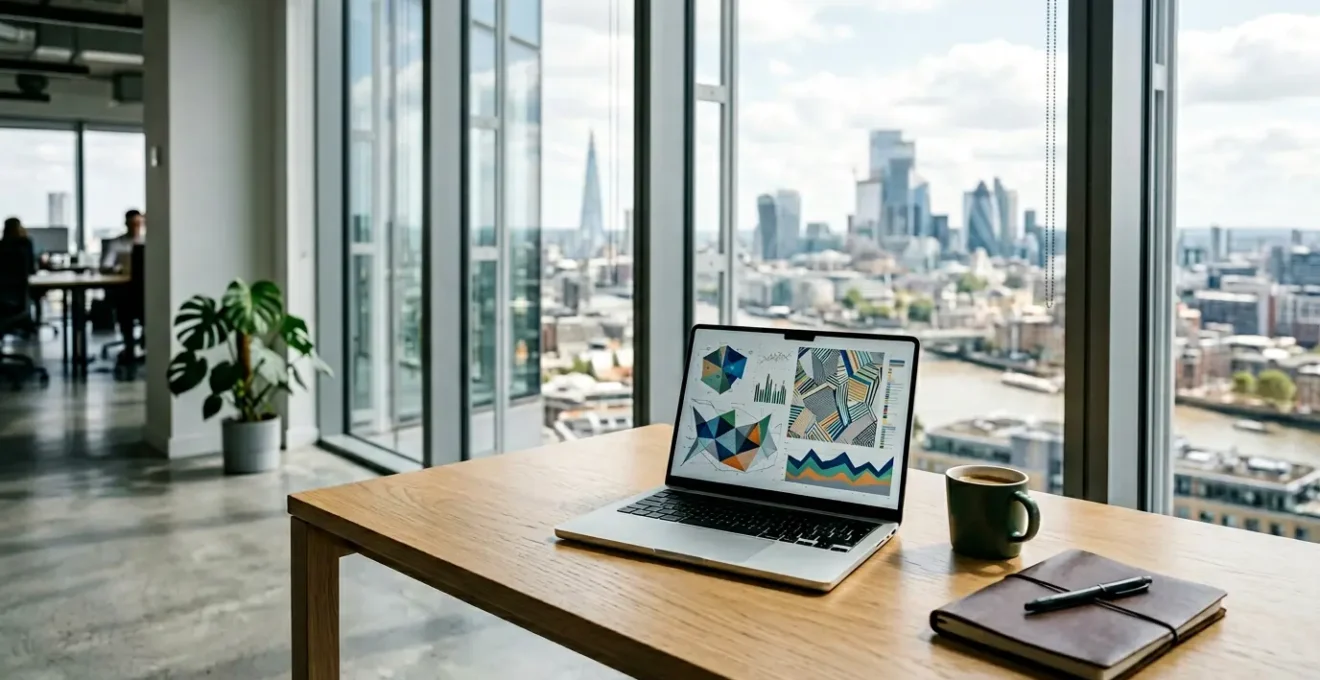 Business professional analyzing real-time marketing analytics dashboard showing actionable KPI data and UK sales performance metrics